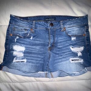 Aeropostale Blue Distressed Denim Skirt